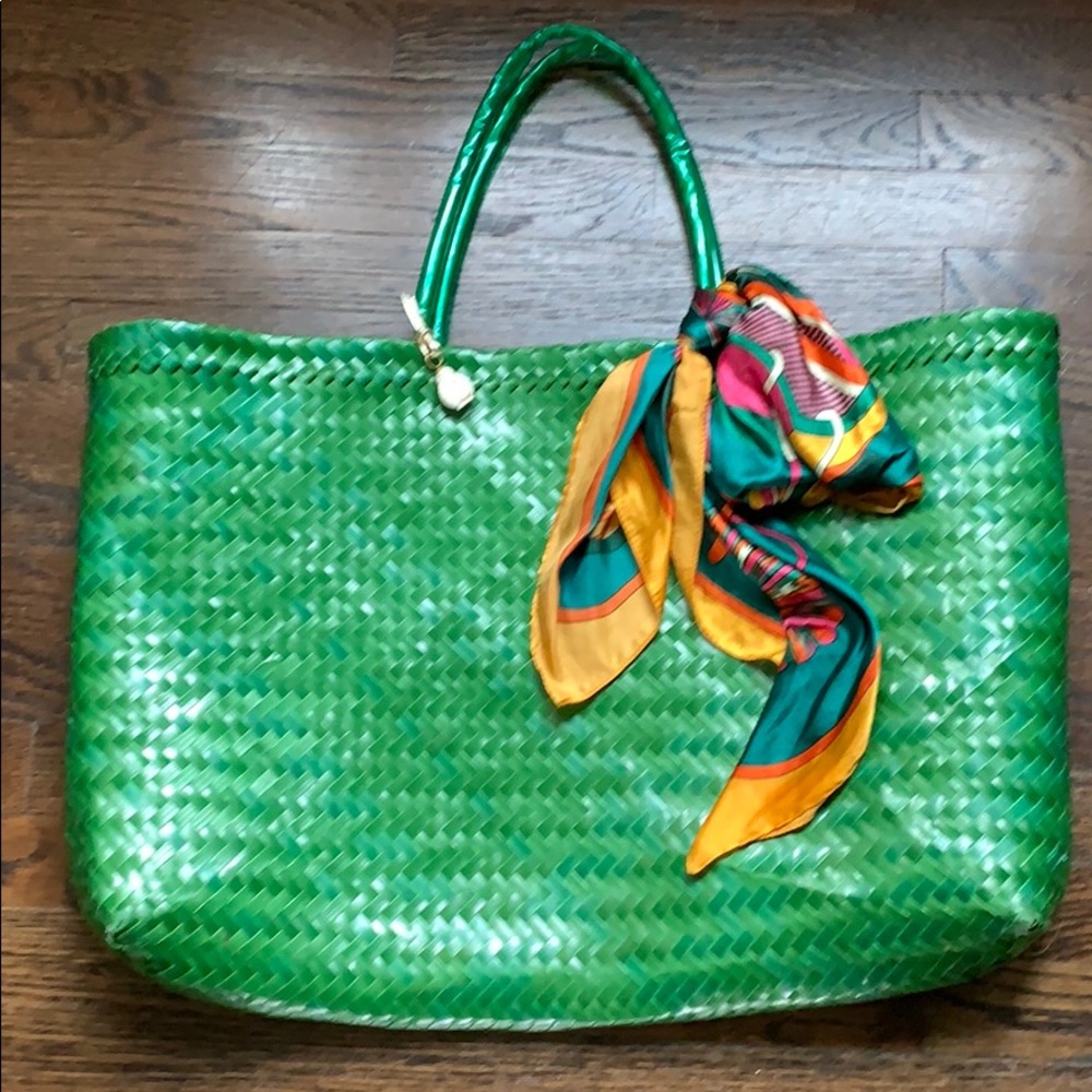 Made in Bali. XL Resin Tote. Apple Green